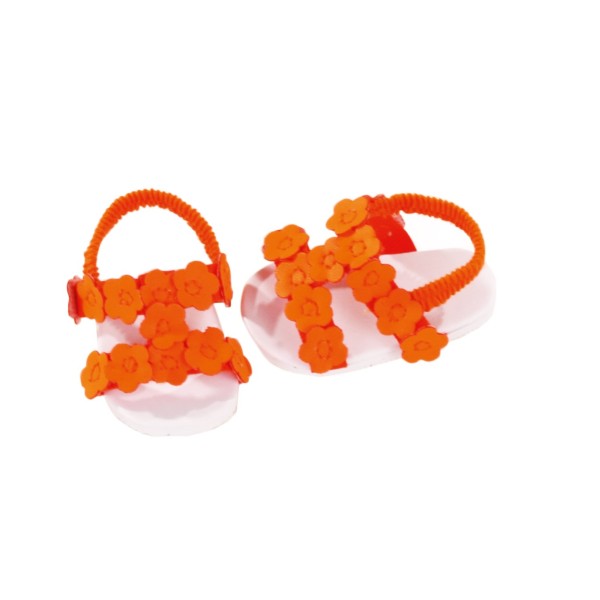 Sandales estivales orange neon pour poupée Gotz 50 Cm