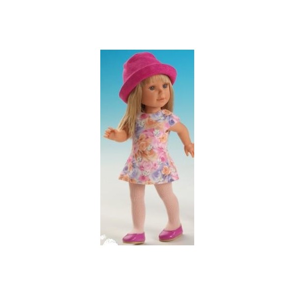 Paulina Blonde robe rose et chapeau